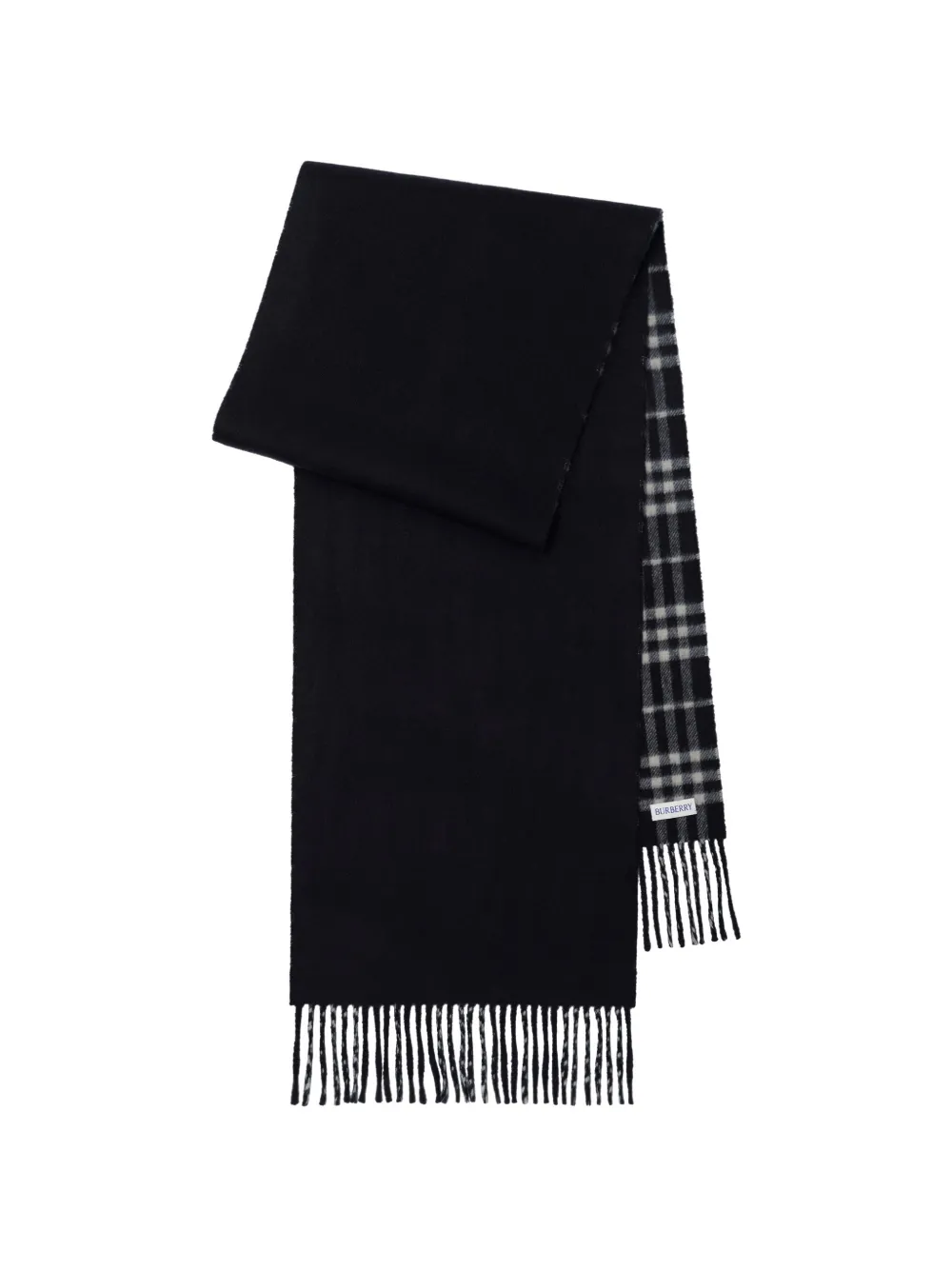 Burberry reversible Check cashmere scarf Zwart