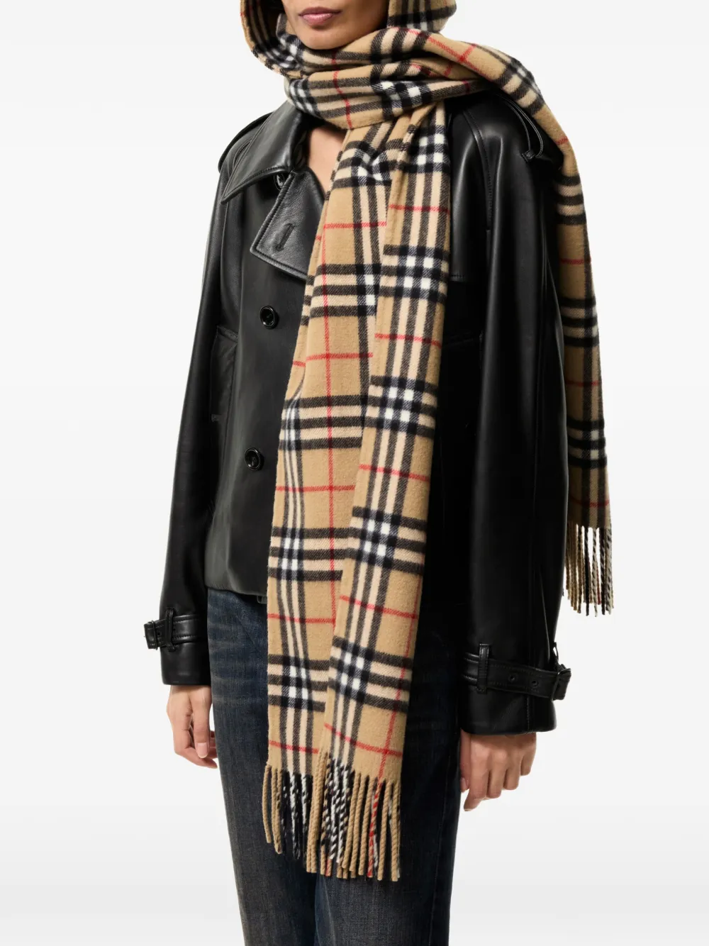 Burberry Check cashmere hooded scarf Beige