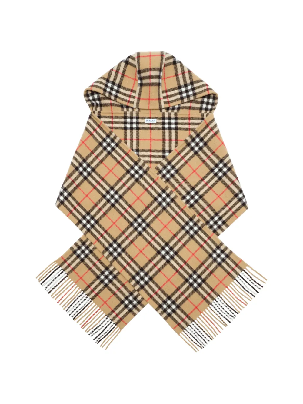 Burberry Check cashmere hooded scarf Beige