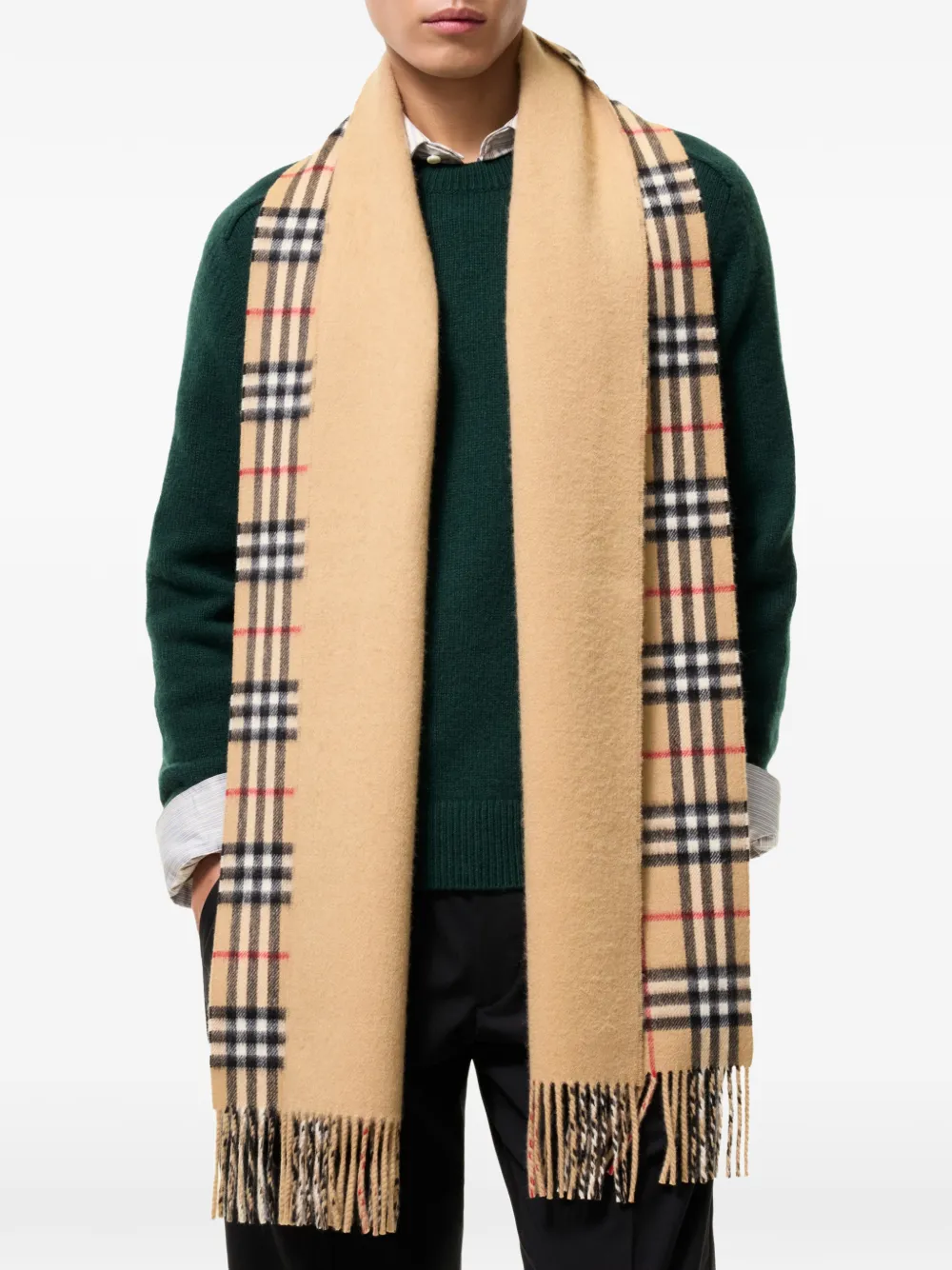 Burberry reversible Check cashmere scarf Beige
