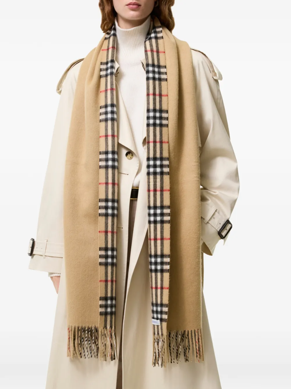 Burberry reversible Check cashmere scarf Beige