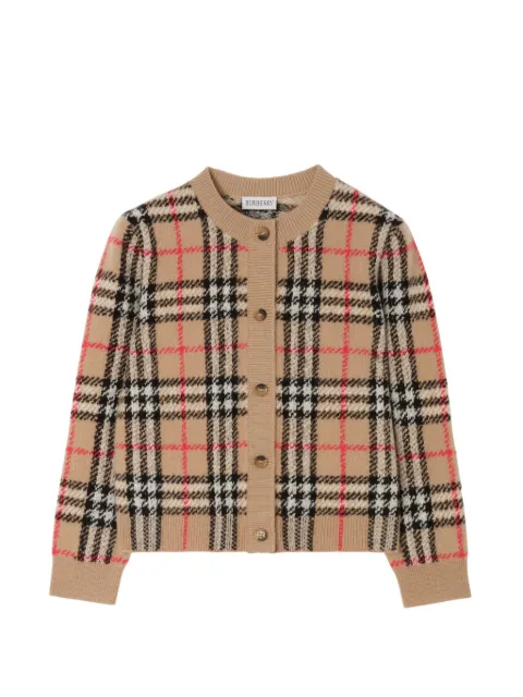 Burberry Kids Check Wool Cashmere Cardigan
