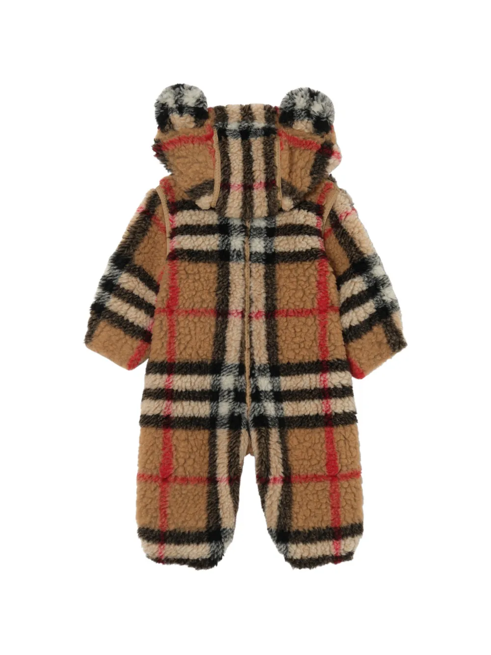 Burberry Kids Nova Check hooded romper Beige