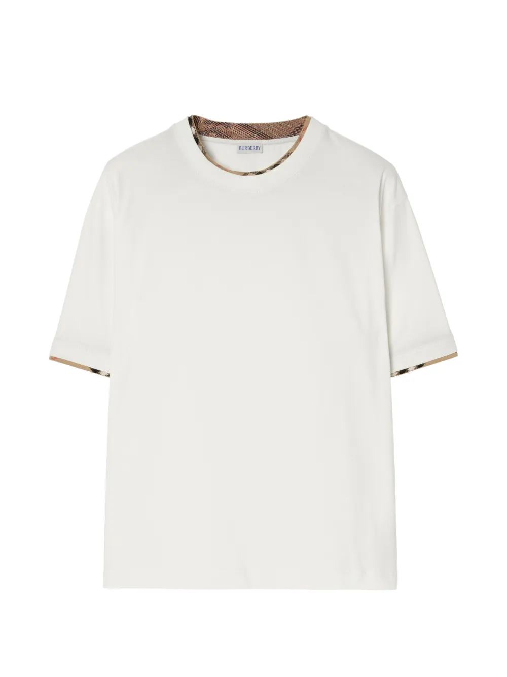 Burberry Check trim cotton T-shirt Wit