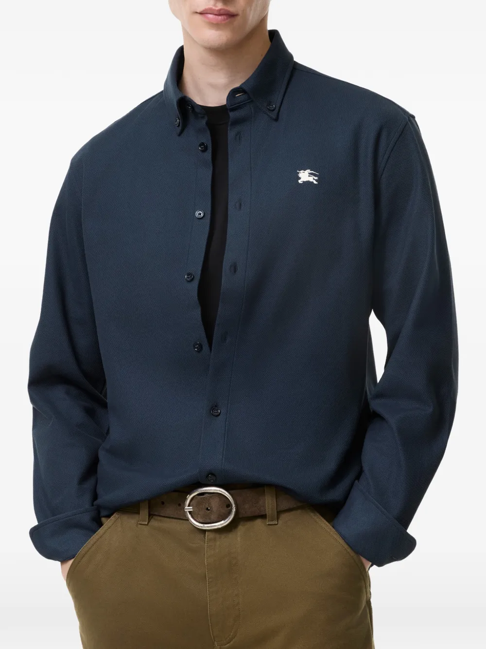 Burberry classic-fit cotton shirt Blauw