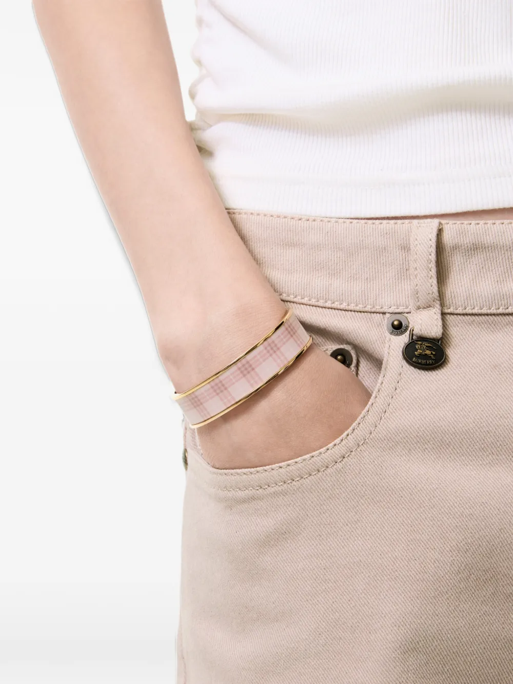 Burberry check cuff bracelet - Oro
