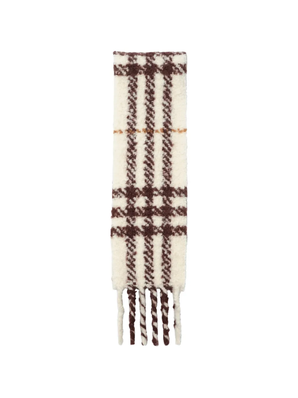Burberry narrow Check alpaca-wool-blend bouclé scarf Beige