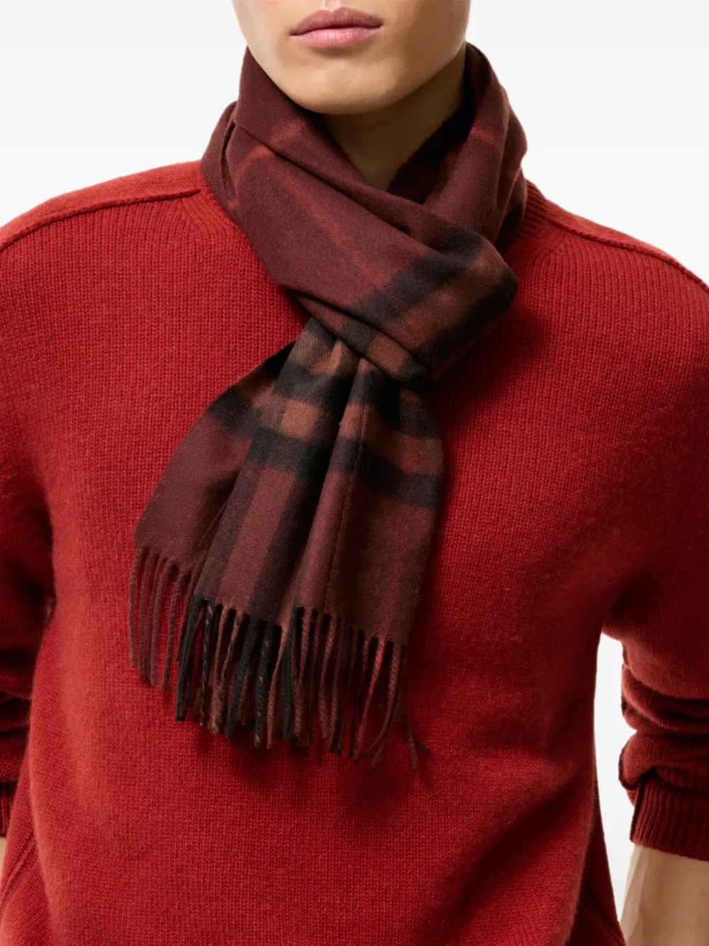 Burberry Check cashmere scarf Rood