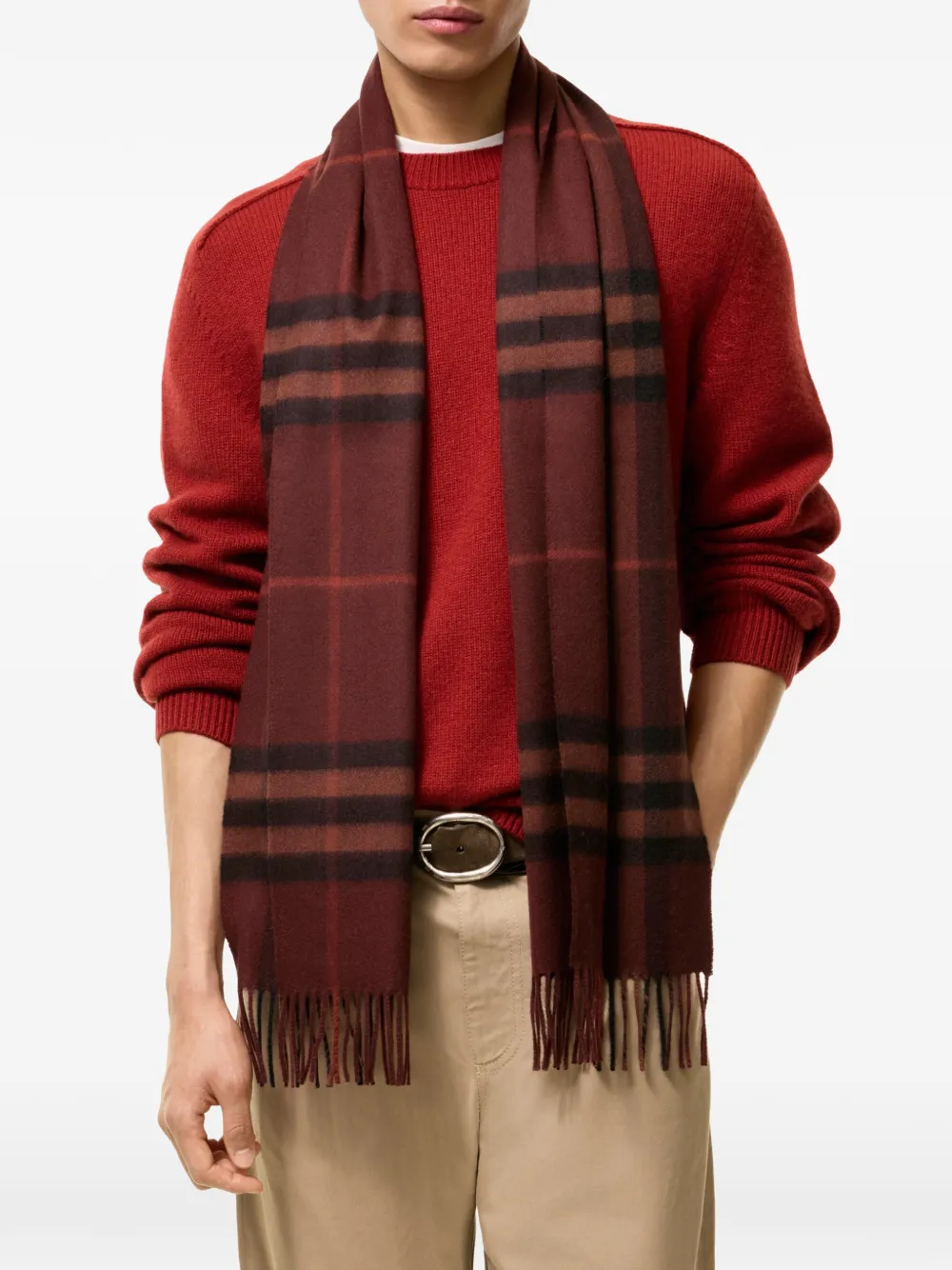 Burberry Check cashmere scarf Rood