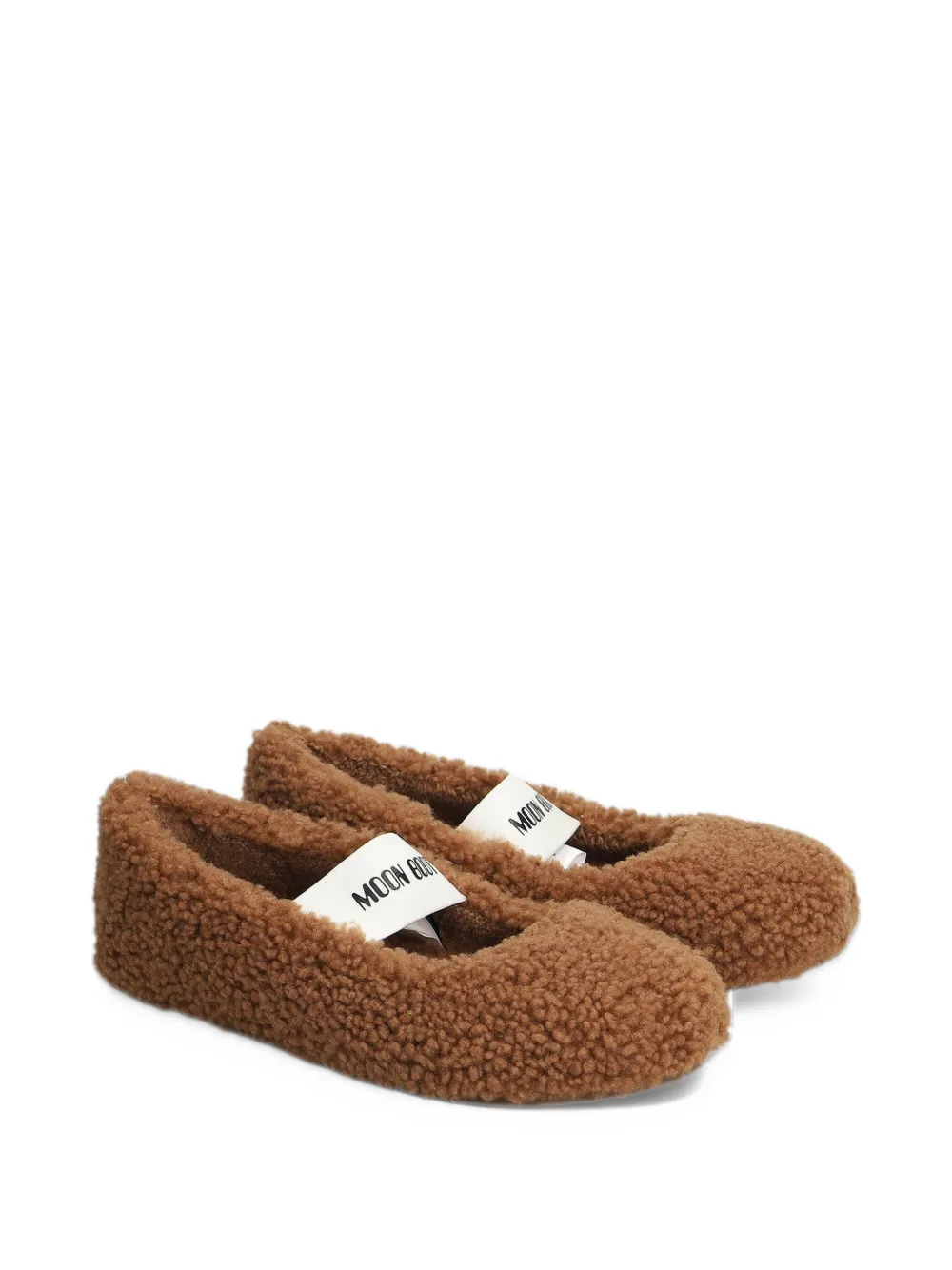 Moon Boot brown shearling ballerinas - Marrone