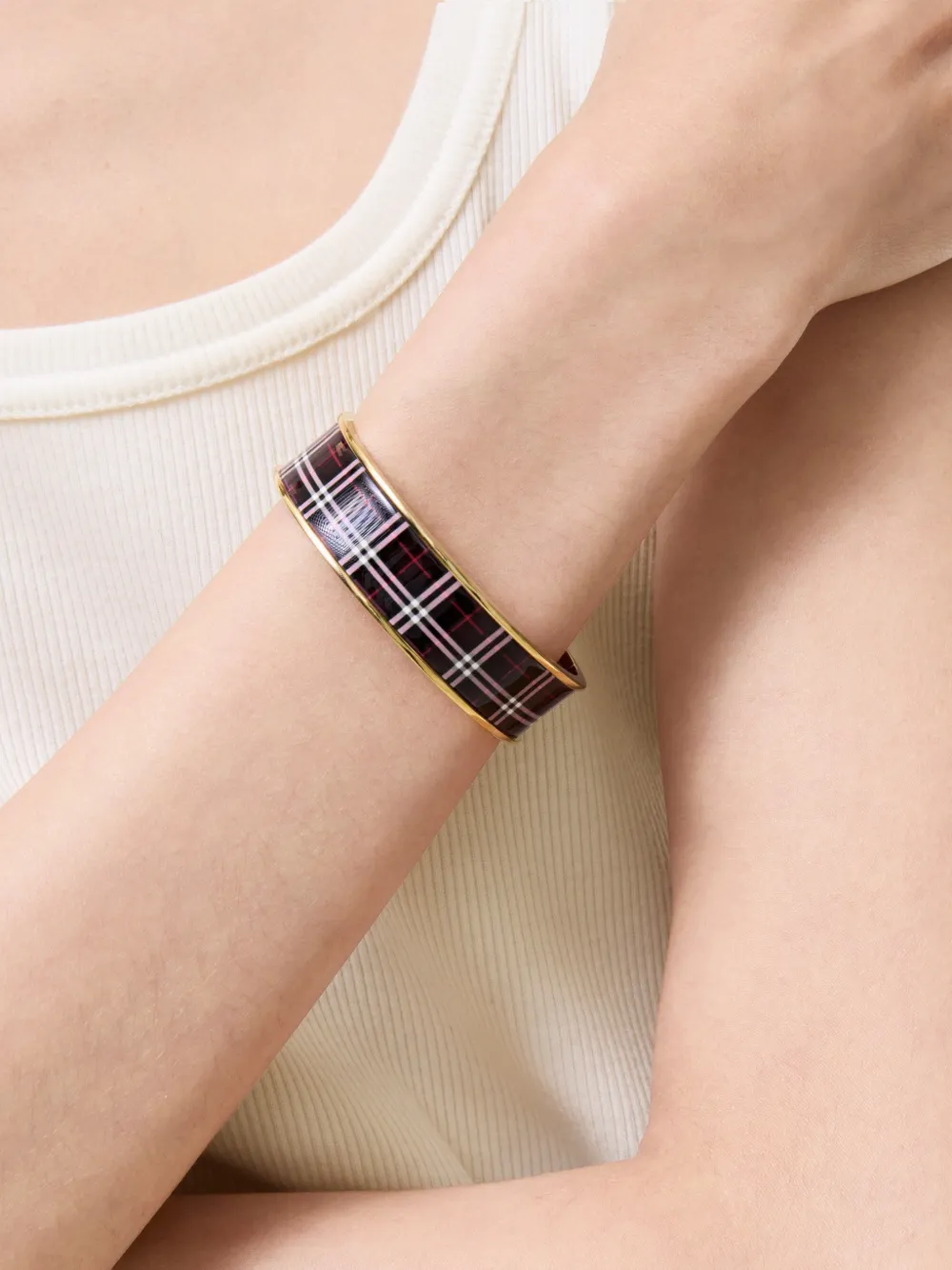 Burberry Check cuff bracelet - Oro