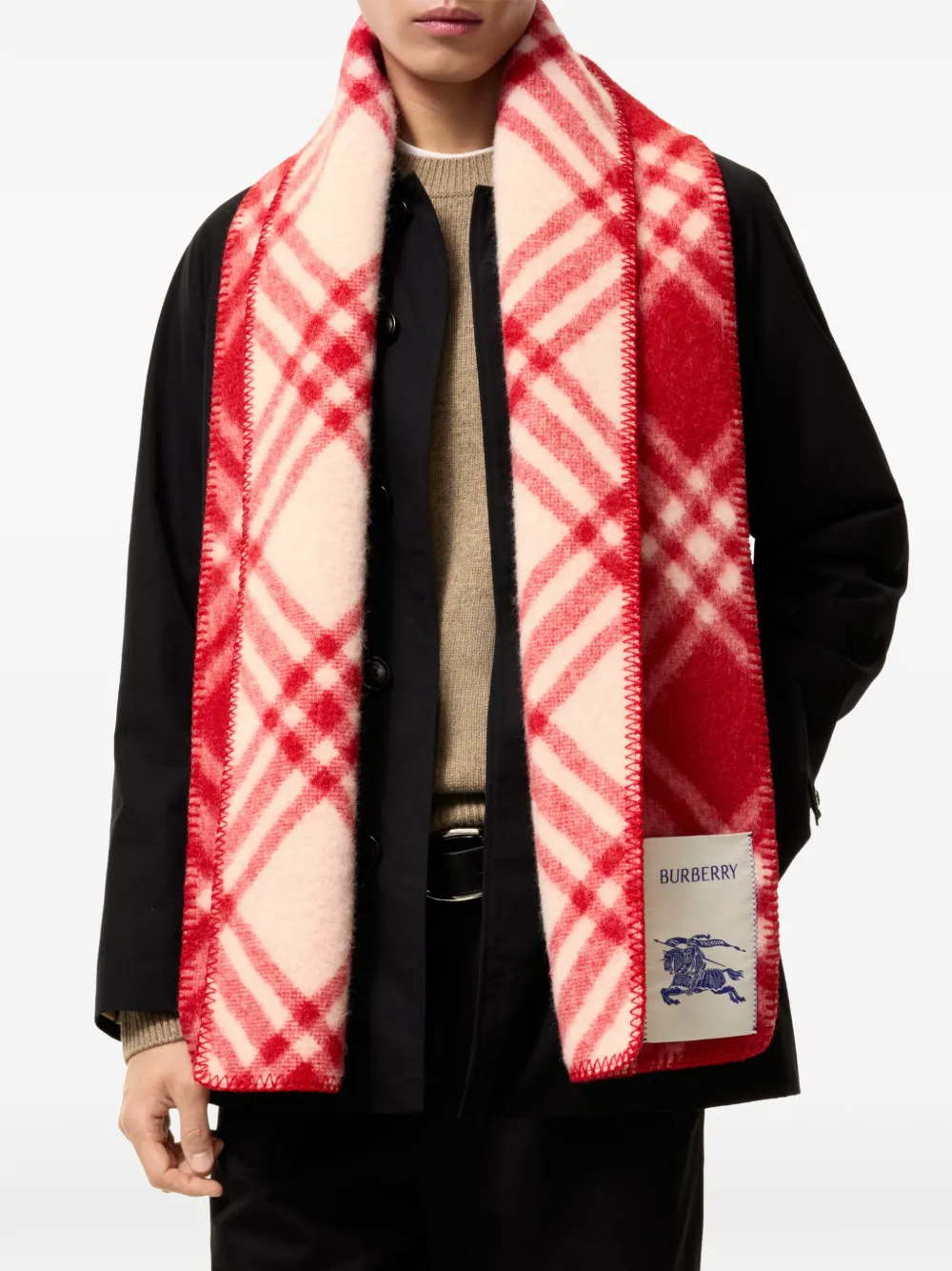 Burberry check wool scarf Rood
