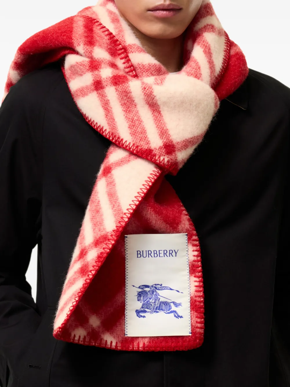 Burberry check wool scarf Rood