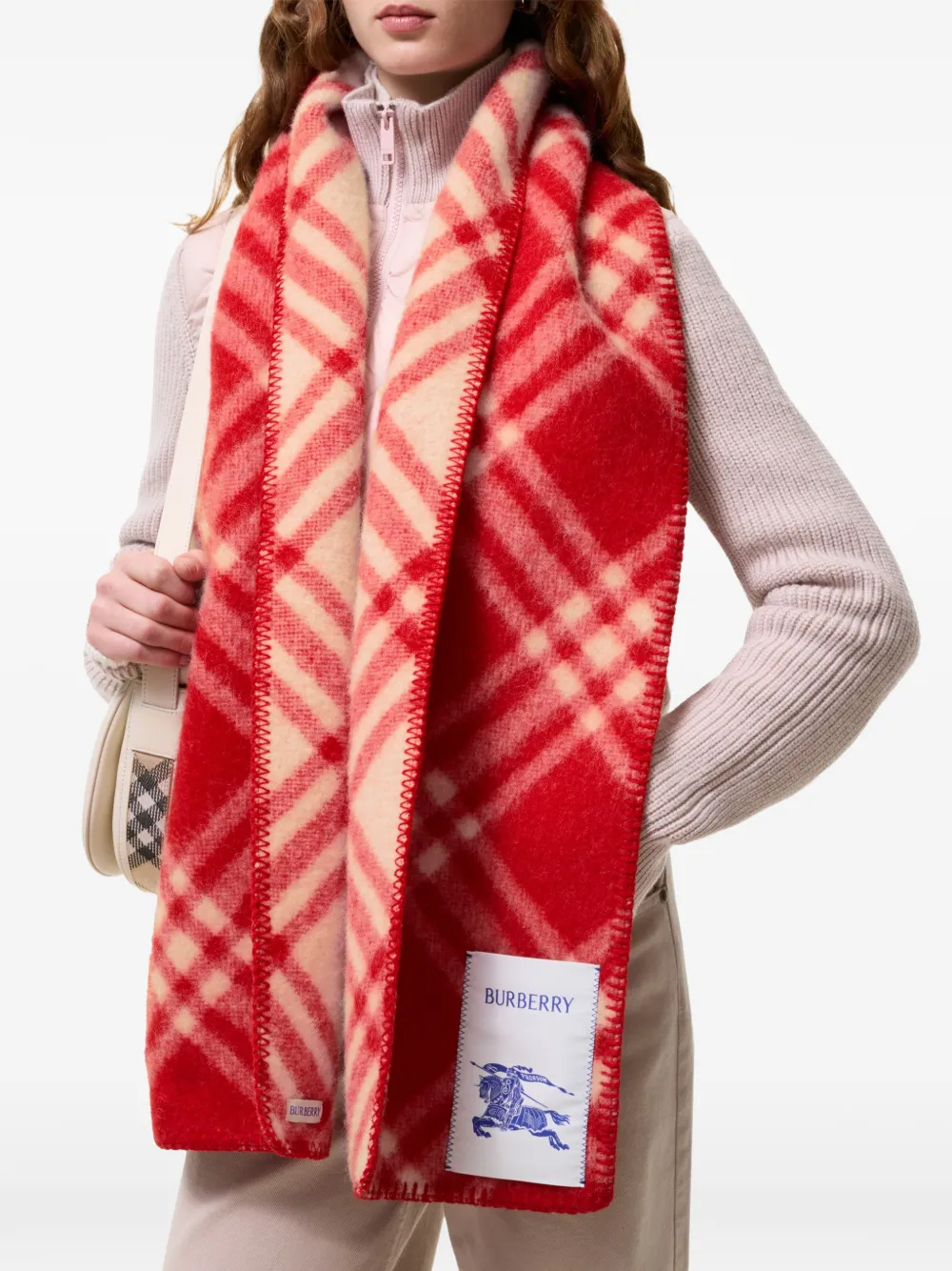 Burberry check wool scarf Rood