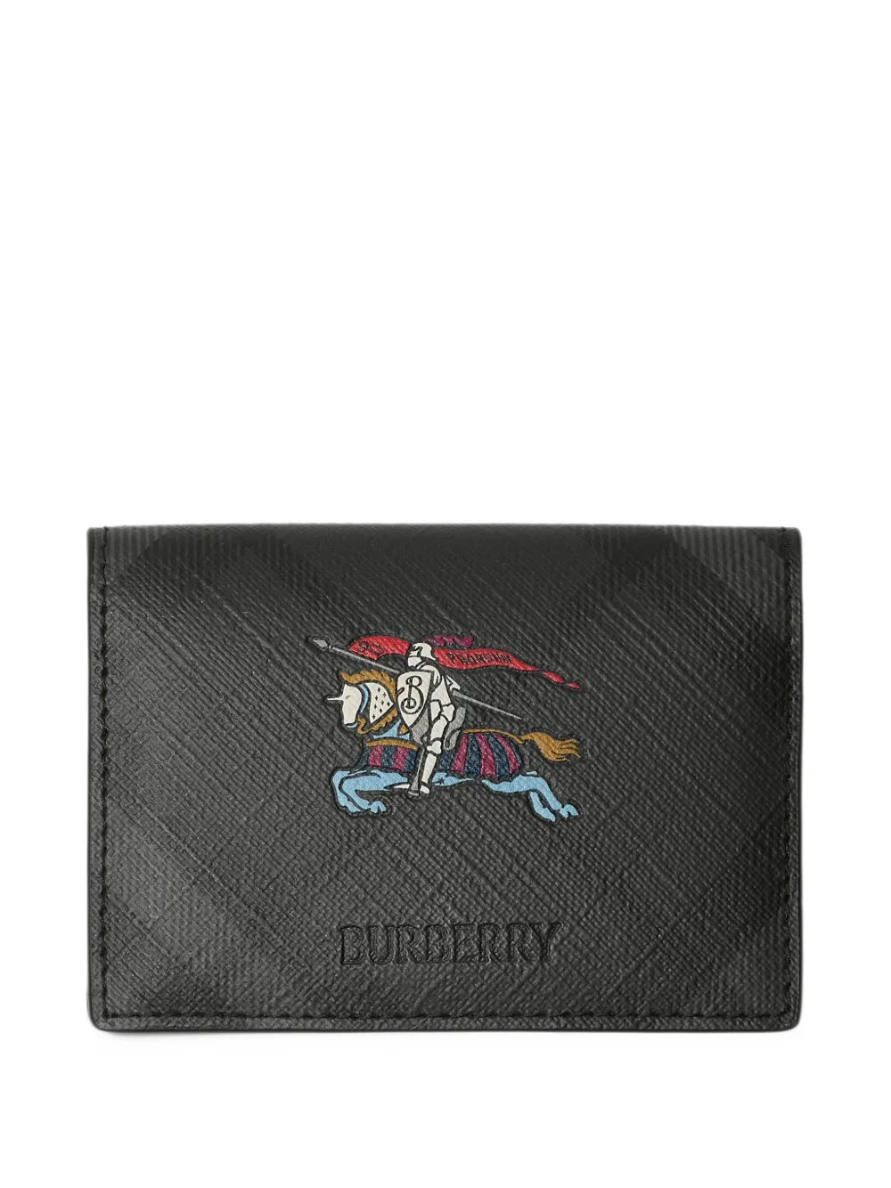 Burberry Knight City Check bifold card case Zwart