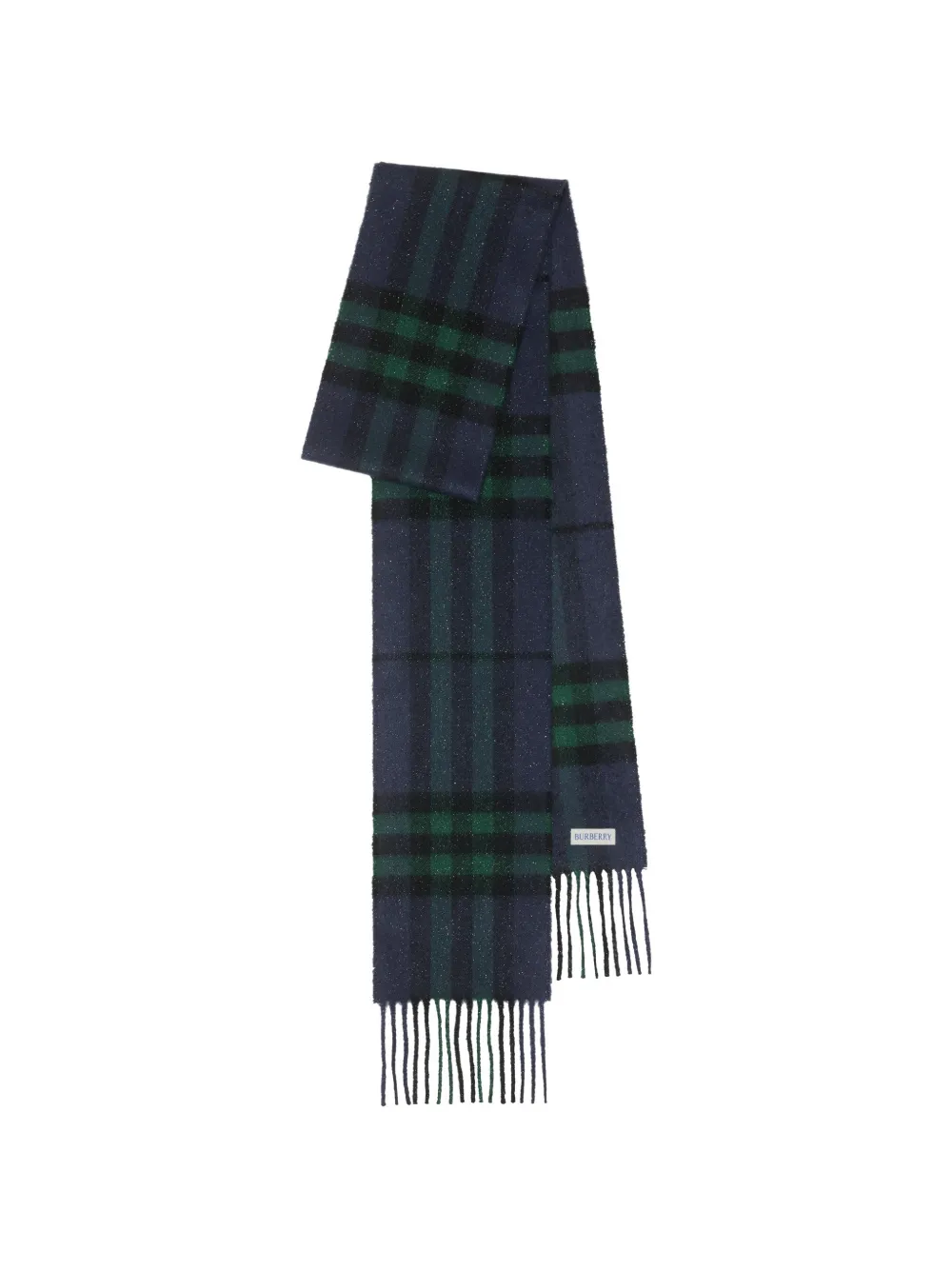 Burberry narrow sparkle Check cashmere scarf Blauw