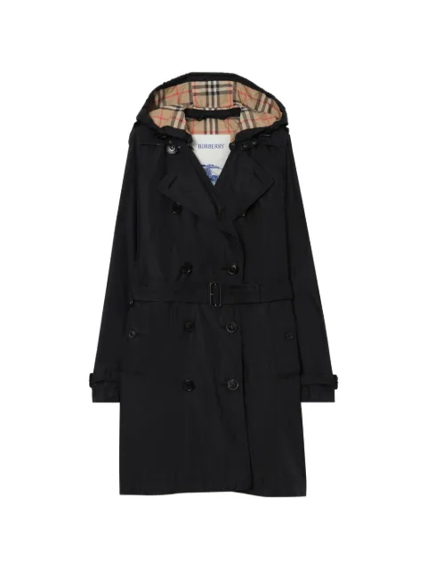 Burberry mid-length nylon Kensington hooded trench coat