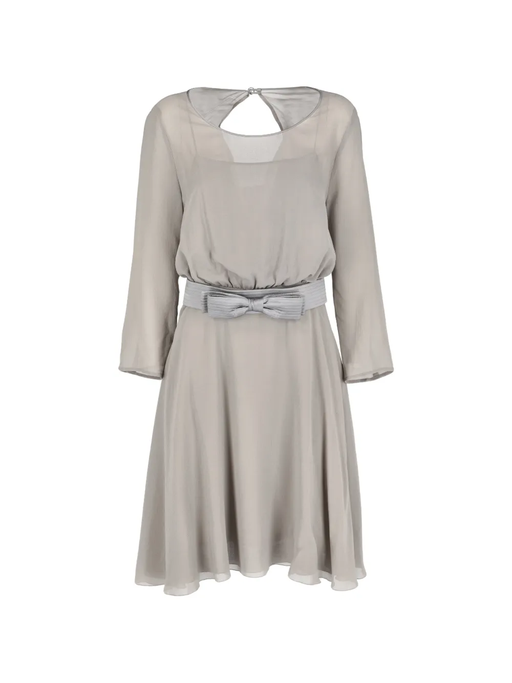 Louis Feraud Pre-Owned layered bow-belt detail midi dress - Grey