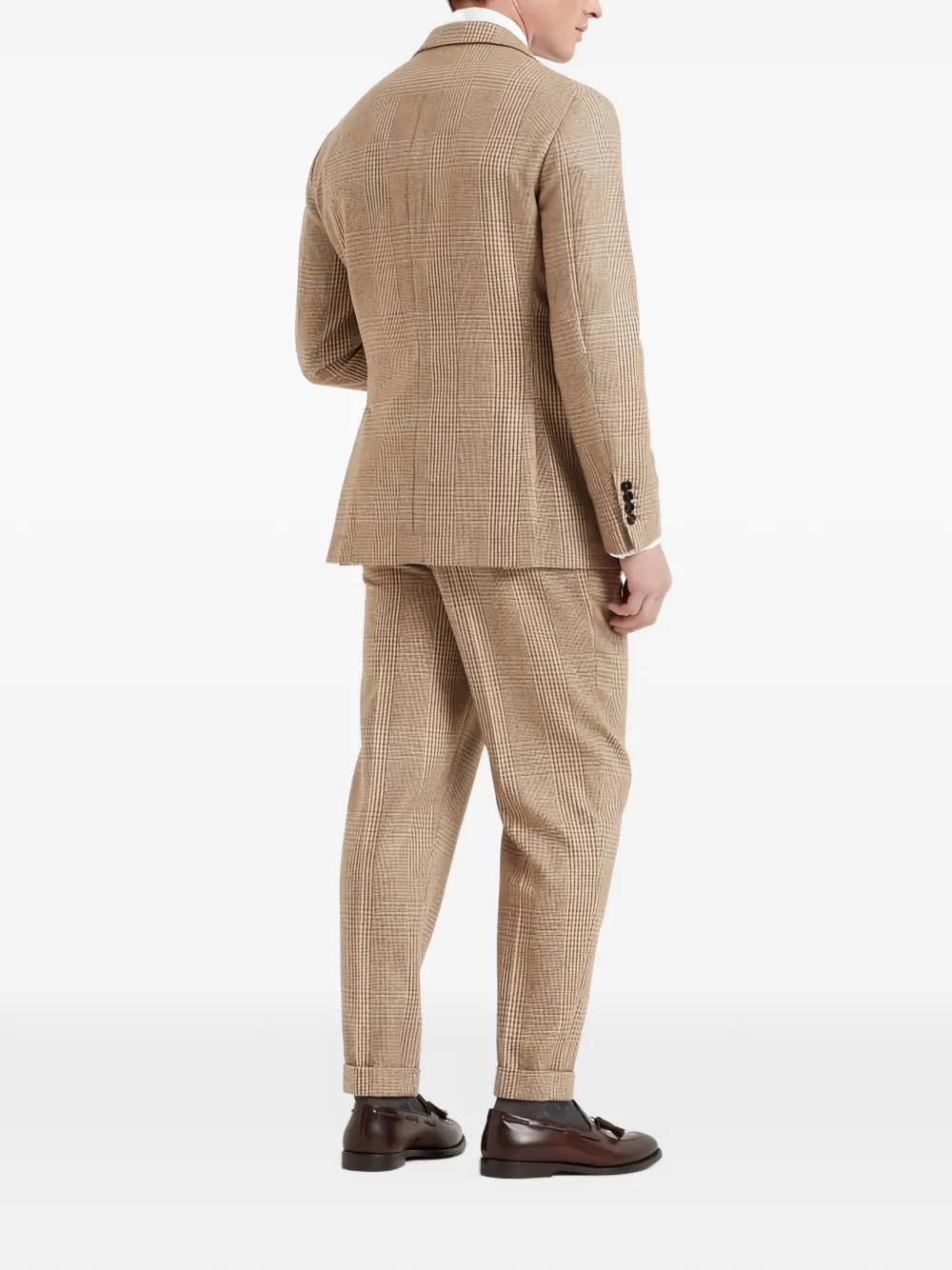 Brunello Cucinelli check-pattern single-breasted suit Bruin