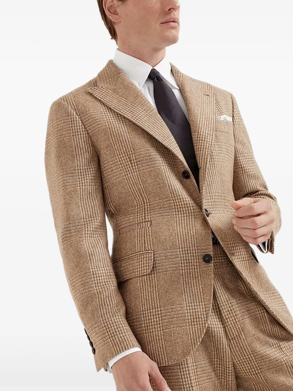 Brunello Cucinelli check-pattern single-breasted suit Bruin