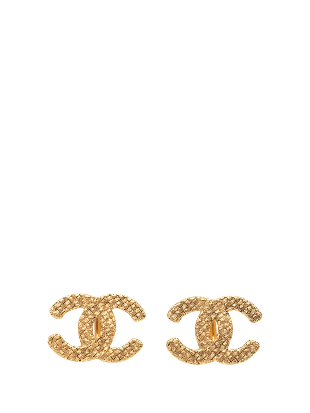 CHANEL Pre-Owned 1980-1990 Gold Plated CC Woven Clip On Earrings costume earrings - Oro