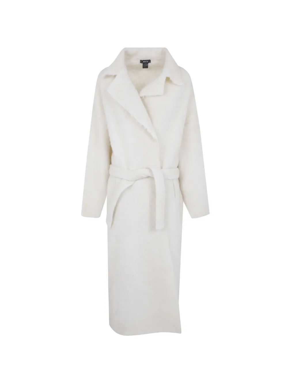 Avant Toi belted notched-lapel faux-fur coat - Bianco