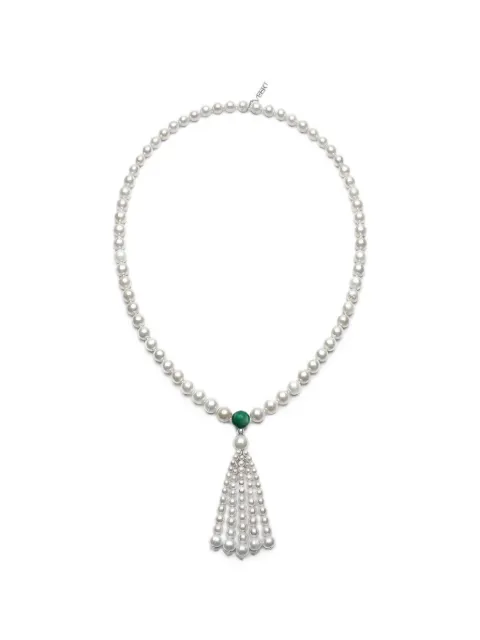VEERT The Green Onyx tassel pearl necklace