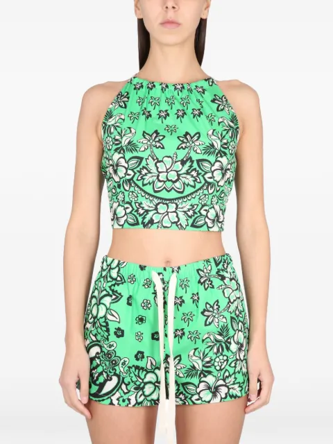RED Valentino Carre Bandana tropical-print top