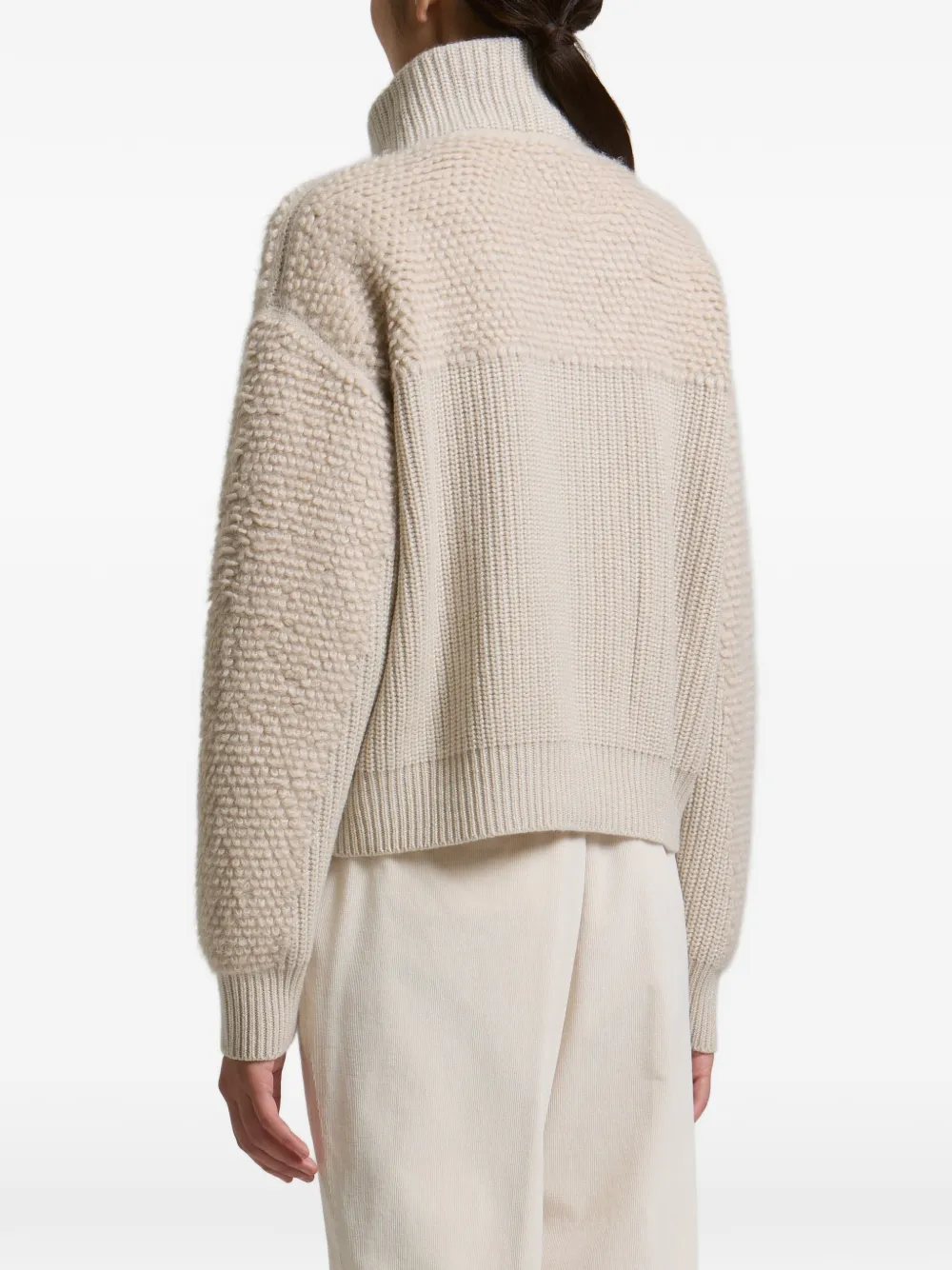 Peserico fur-effect mock-neck sweater Beige