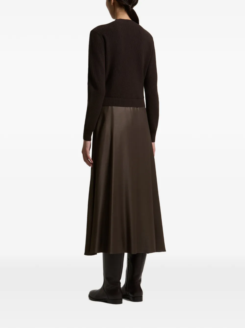 Peserico mixed-media lamé-stripe maxi dress Bruin