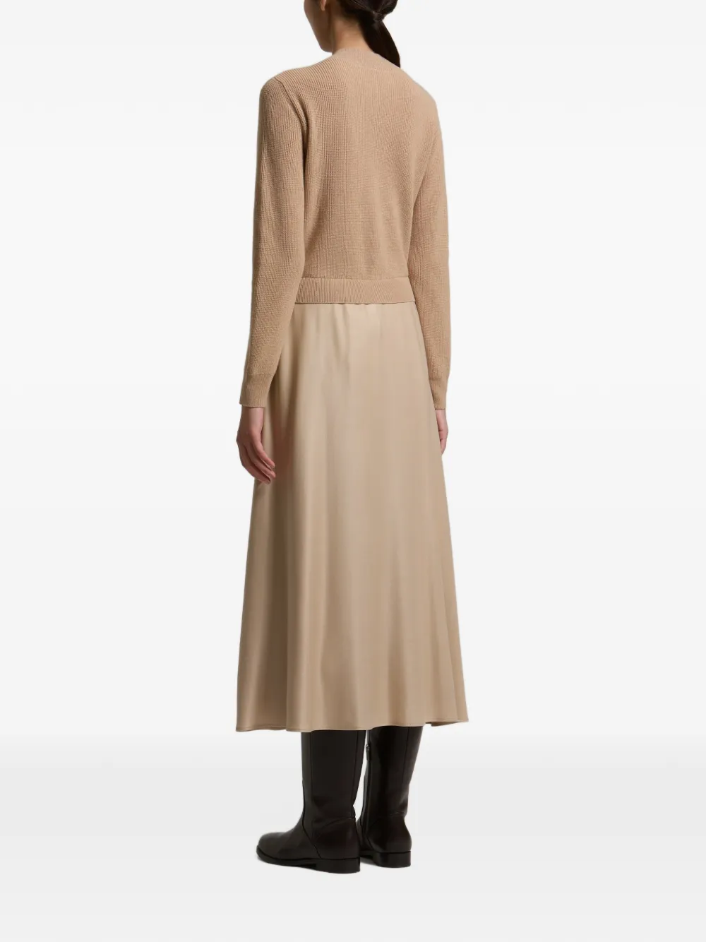 Peserico mixed-media corn-stitch maxi dress Beige