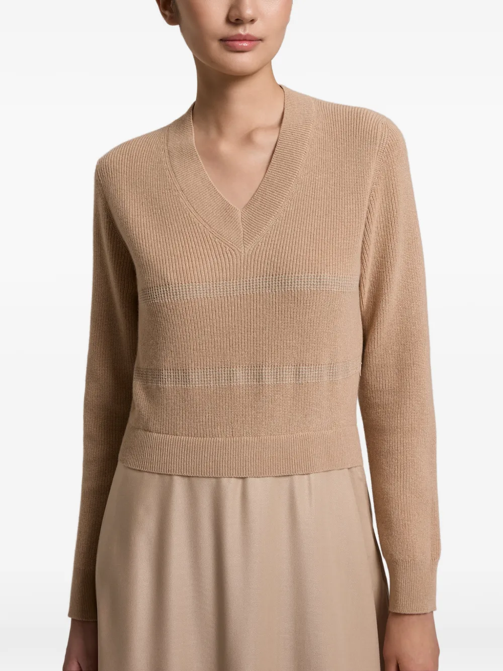 Peserico mixed-media corn-stitch maxi dress Beige