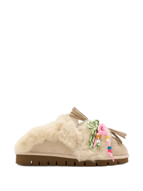 Alameda Turquesa Lola beaded-tassel shearling mules