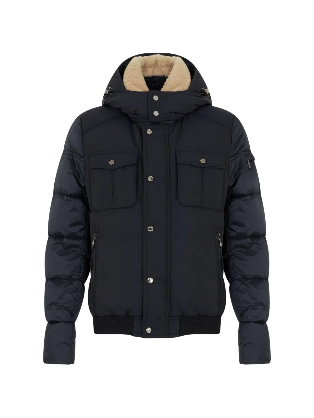 Moorer fur-collar hooded jacket Zwart