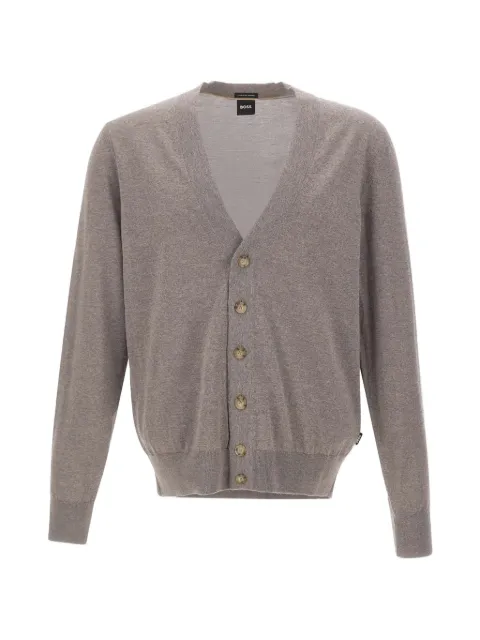 BOSS buttoned cardigan in extra-fine merino wool