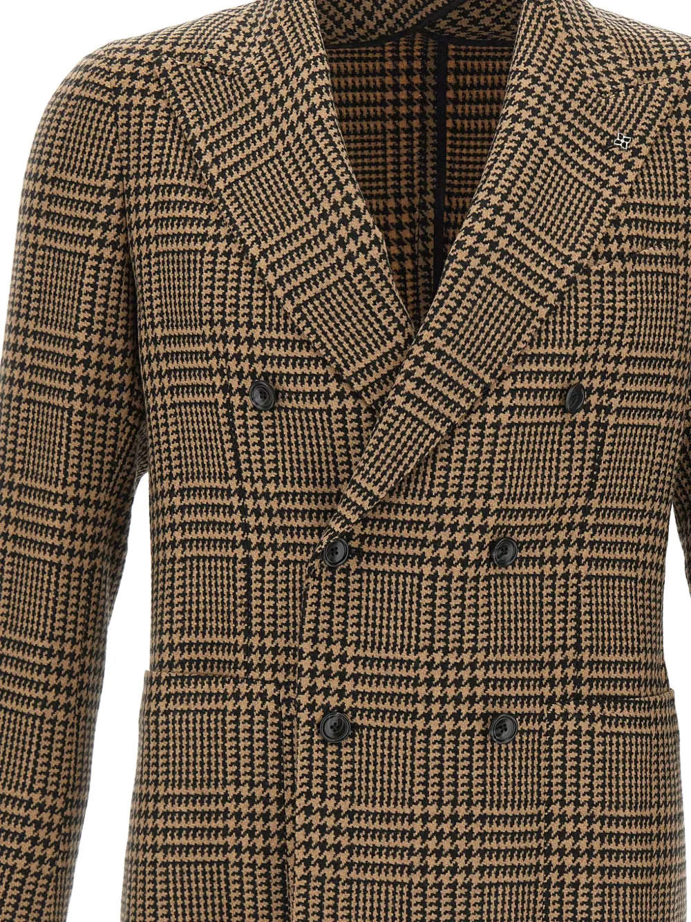 Tagliatore houndstooth double-breasted blazer Beige