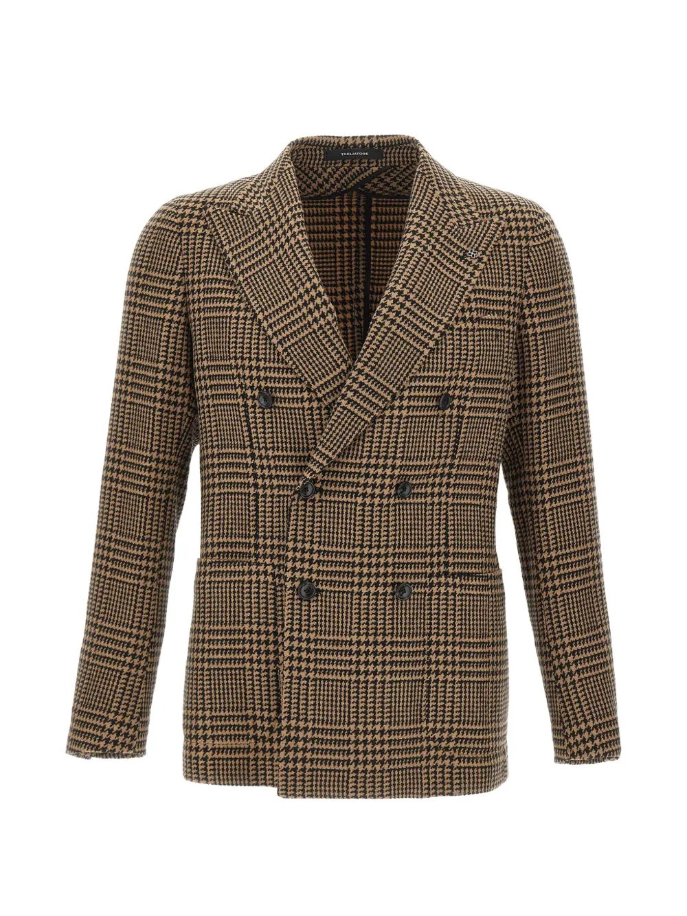 Tagliatore houndstooth double-breasted blazer Beige
