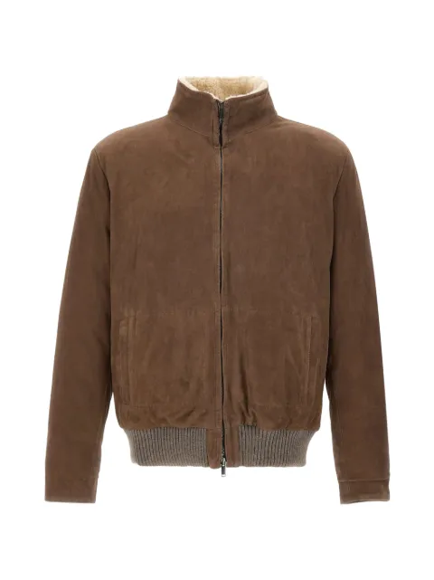 VOLFAGLI shearling-collar suede jacket