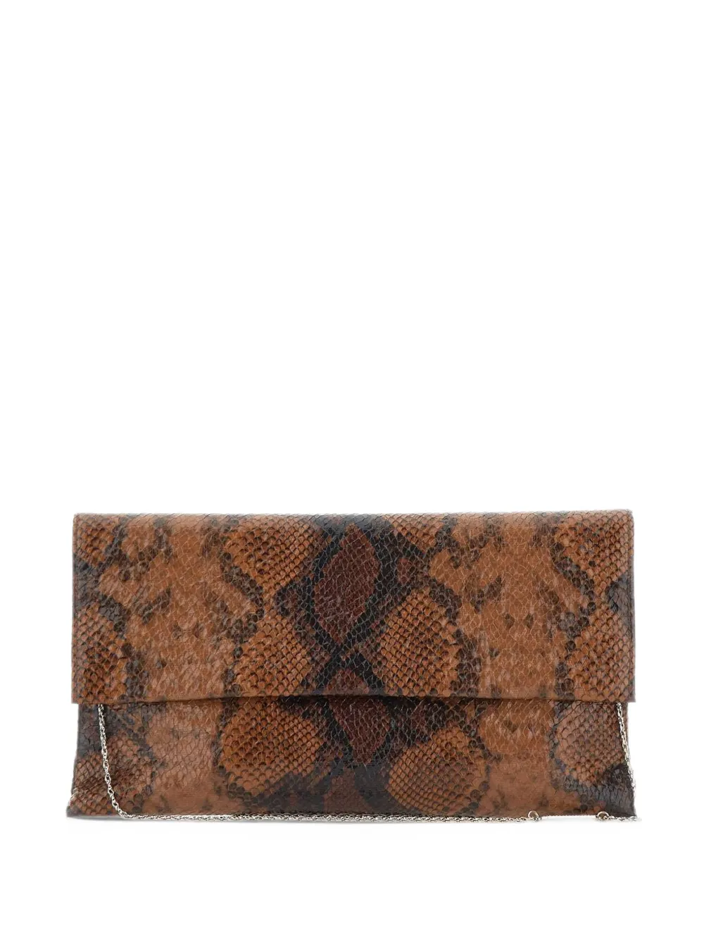 TWENTY FOURHAITCH Nireya python-print clutch bag - Marrone