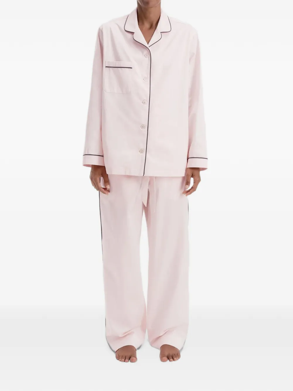TEKLA drawstring cotton pajama bottoms - Rose TEKLA drawstring cotton pajama bottoms - Rose