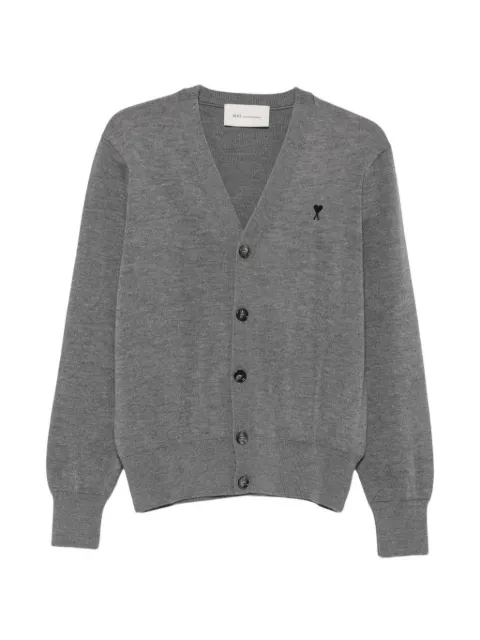 AMI Paris V-neck wool cardigan with Ami de Coeur