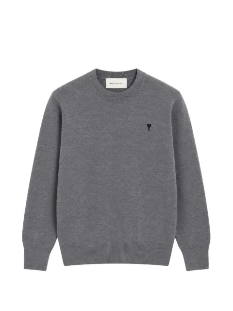 AMI Paris crewneck wool sweater with Ami de Coeur