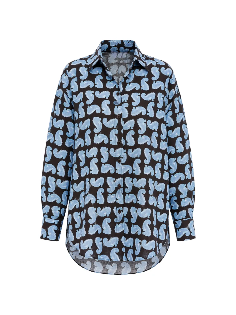 STAUD seahorse-print linen shirt - Noir STAUD seahorse-print linen shirt - Noir