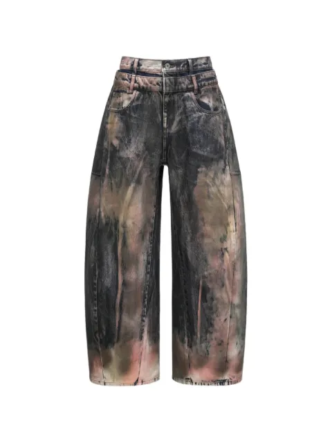 Feng Chen Wang double-waistband bleached jeans