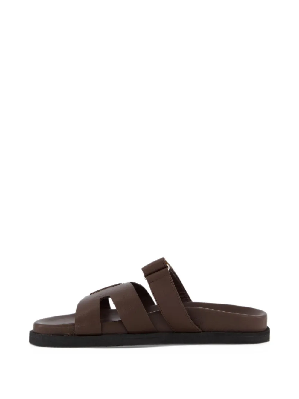 Gibaldi Sofia touch-strap leather slippers - Marrone