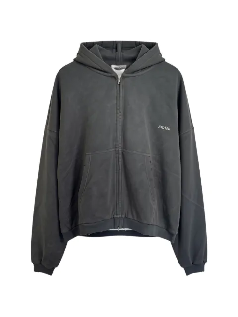 AMISH logo-print zip-up hoodie