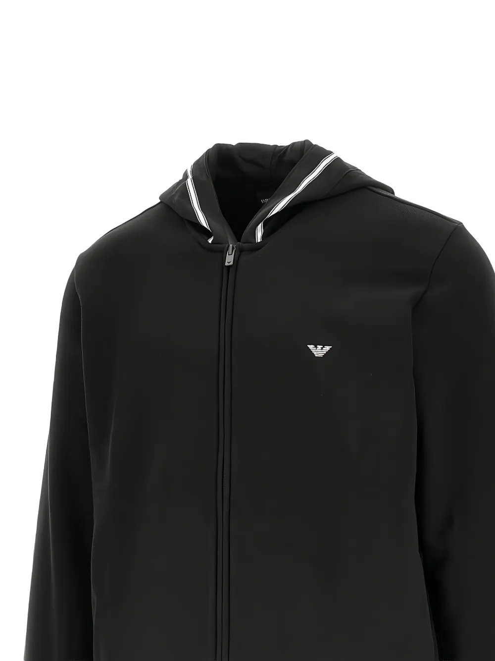 Emporio Armani logo-embroidered zip-up hoodie Zwart