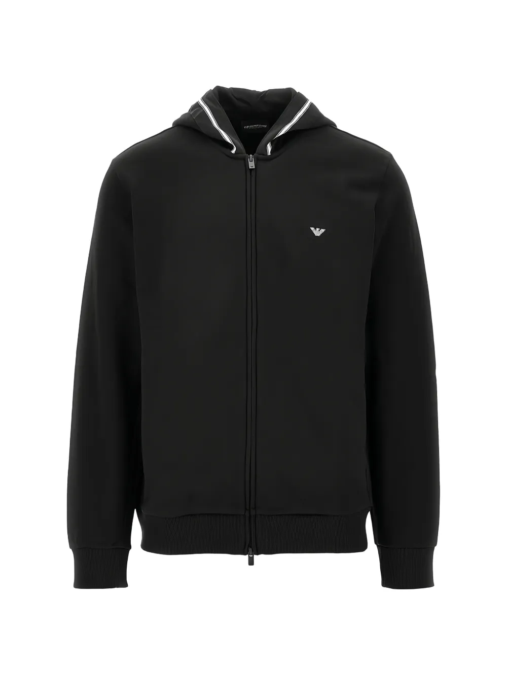 Emporio Armani logo-embroidered zip-up hoodie Zwart