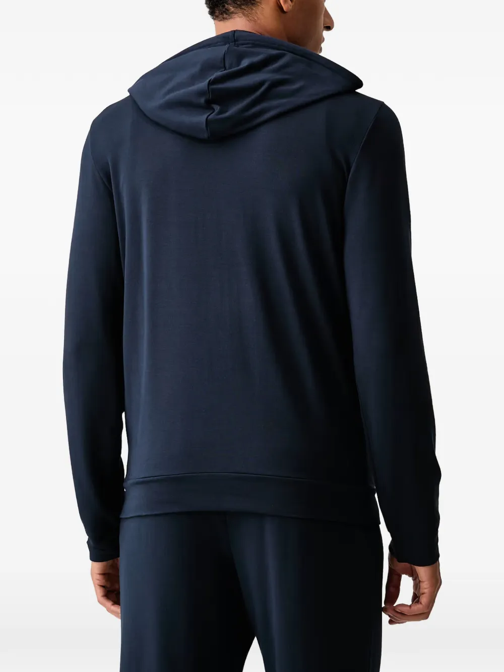 Emporio Armani zip-up drawstring hoodie Blauw