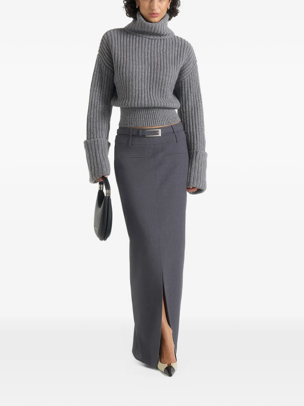 Manière De Voir Larissa tailored wool-blend maxi pencil skirt - Grigio